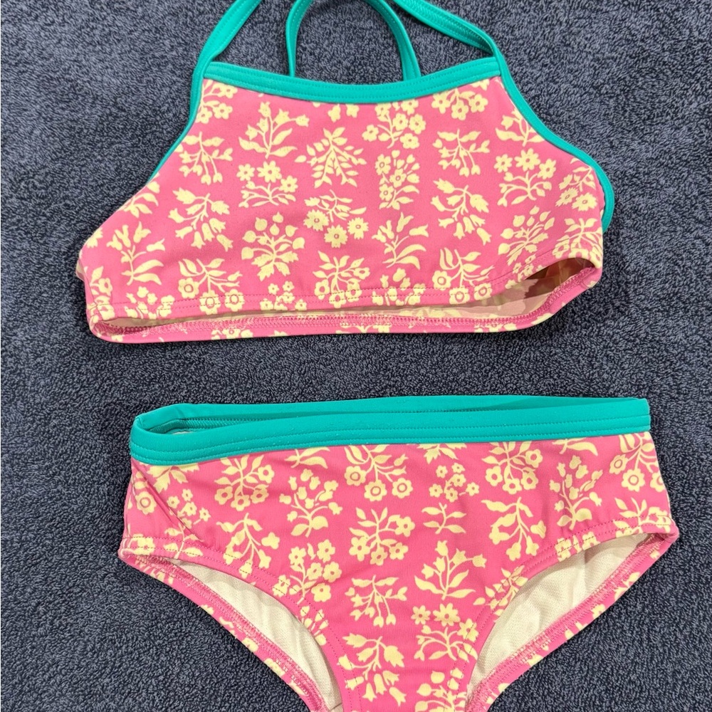 Mini Boden Pink and Green Floral Bikini - Picture 1 of 1